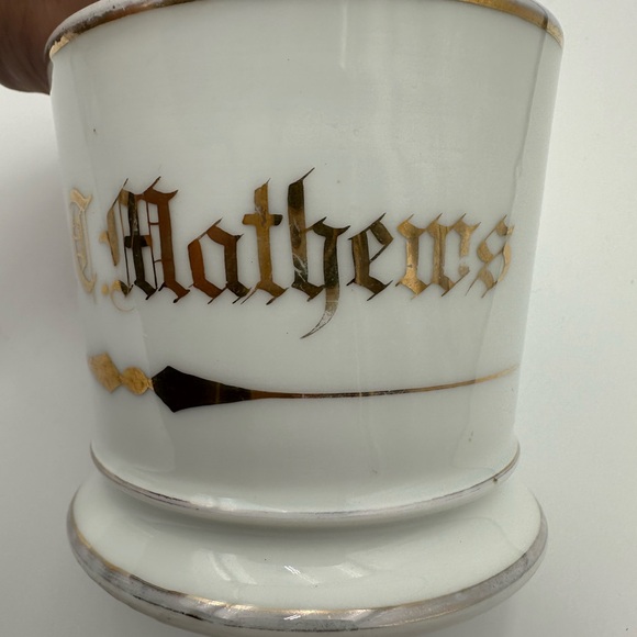 Vintage Barbershop Luxury Shave Mug With Brush. Gold Monogrammed Name - Mathers - Picture 7 of 11